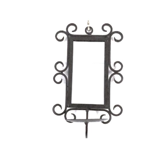 Iron Wall Sconce with Mirror and Candle Holder, with Multicolor Pillar Candle - Picture 5 of 13